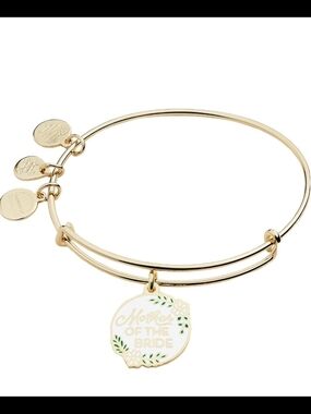 Alex and Ani Mother of the Bride Expandable Charm Bracelet NWT Gold Tone Wedding